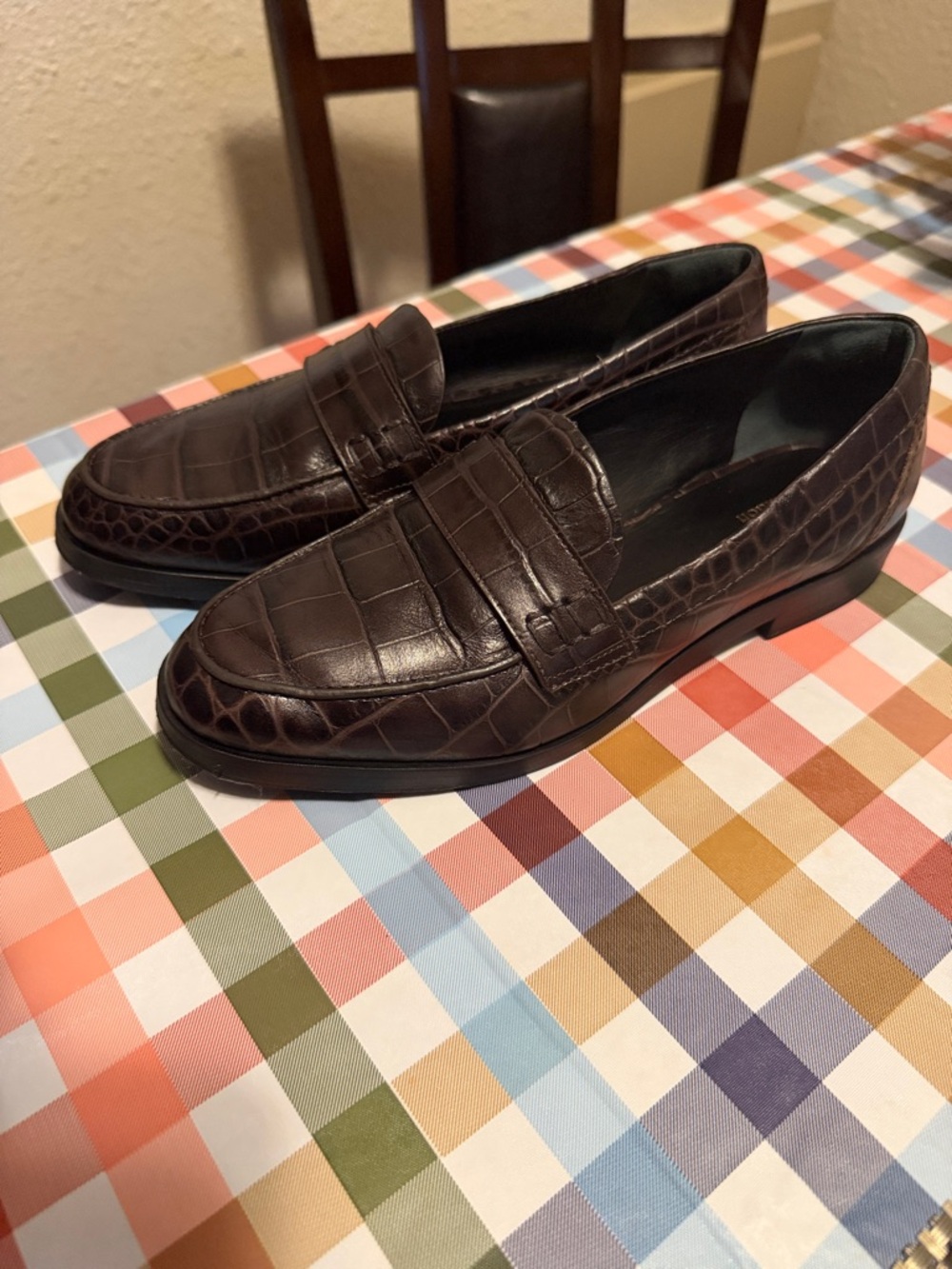 Reformation Women's Kaylee Croc Embossed Leather Loafers